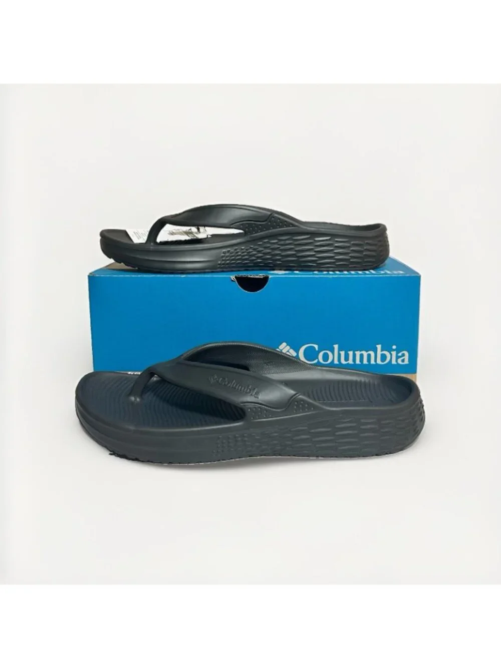 NWT Columbia Flip Flops Mens Size 11 Black Ramble Omni Max Cushioned Rubber